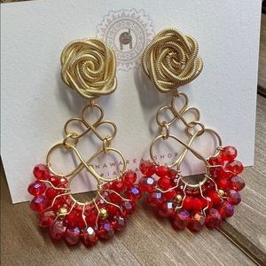 Handmade Fancy red beaded earrings